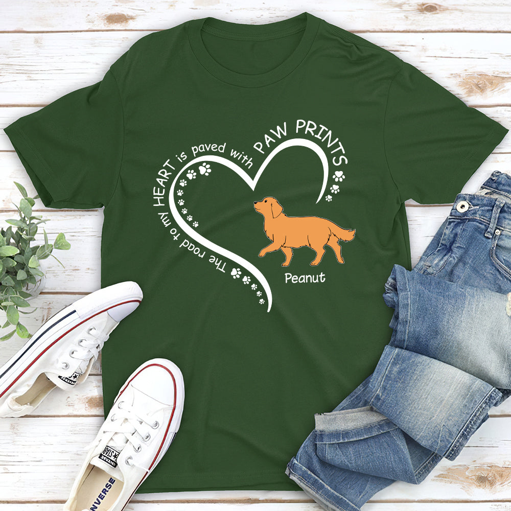 Personalized Road To Heart Walking Dog Unisex T-shirt - Ideal Gift for Pet Lovers