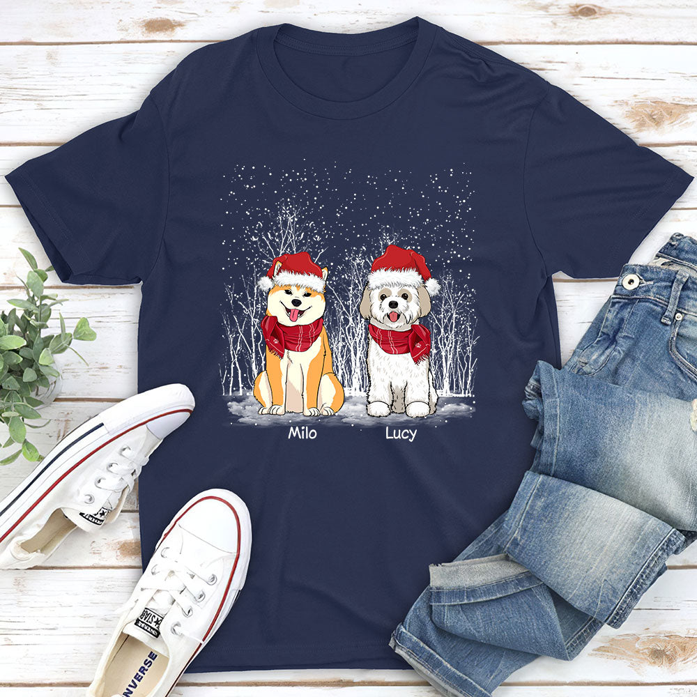 Customizable Winter Unisex Dog-themed T-shirt - Ideal Gift for Pet Lovers