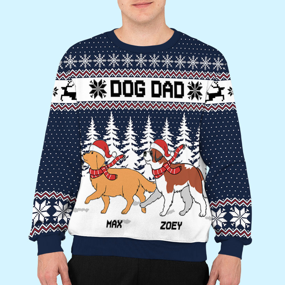 Personalized Custom All-Over-Print Dog Mom/Dad Snow Forest Sweatshirt - Ideal Gift for Pet Lovers