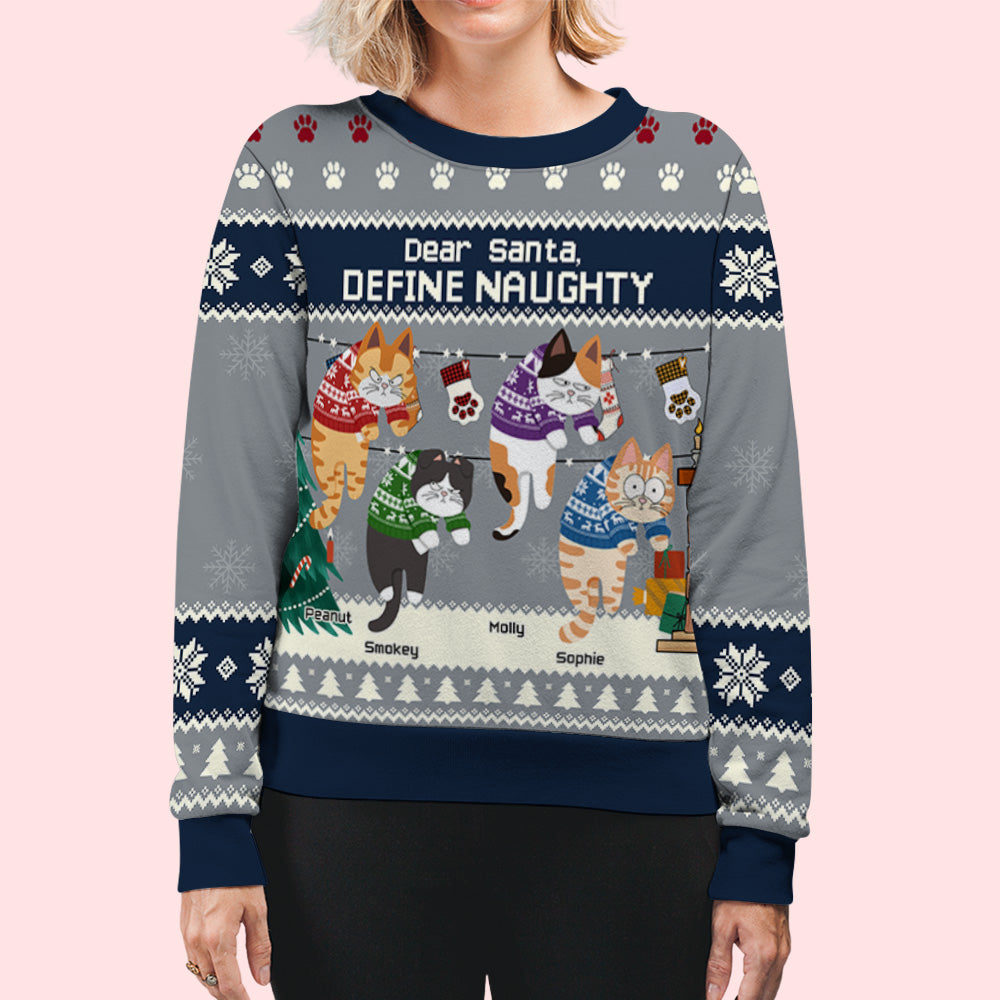 Personalized Hanging Cat Christmas All-Over-Print Unisex Sweatshirt