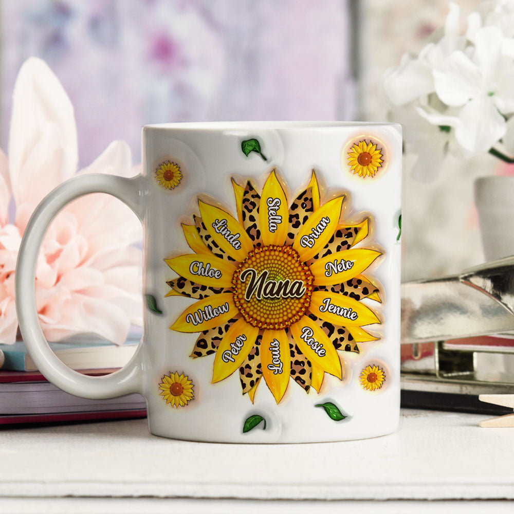 Nana Sunflower Personalized 3D Inflated Effect Custom Mug - Ideal Gift for All