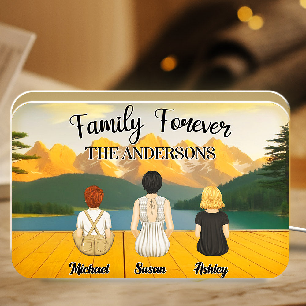Personalized Family Retro Vintage Beach Landscape Memorial Light Box
