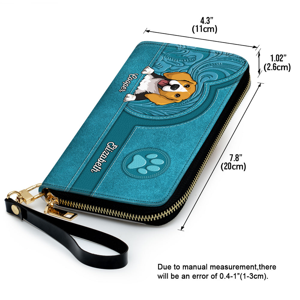 Personalized Custom Leather Wallet with Cute Dogs and Cats Aesthetic Pattern