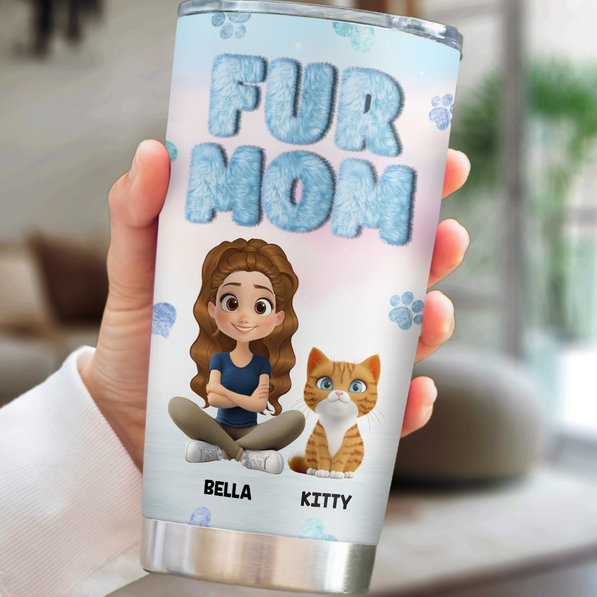 Fluffy Fur Mom - Personalized Custom Tumbler with Unique Designs and Long - lasting Insulation