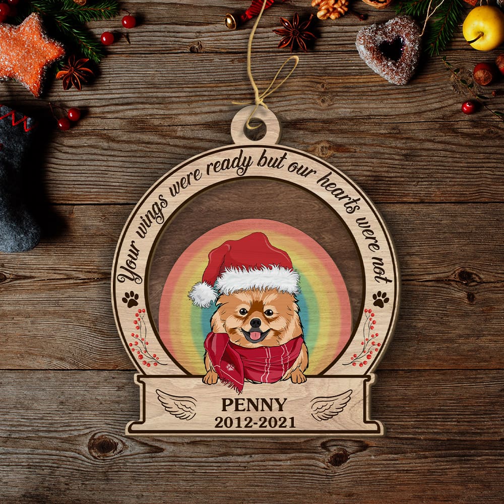 Personalized 2 - Layered Wood Ornament: Your Wings Were Ready - Ideal Gift for Pet Lovers