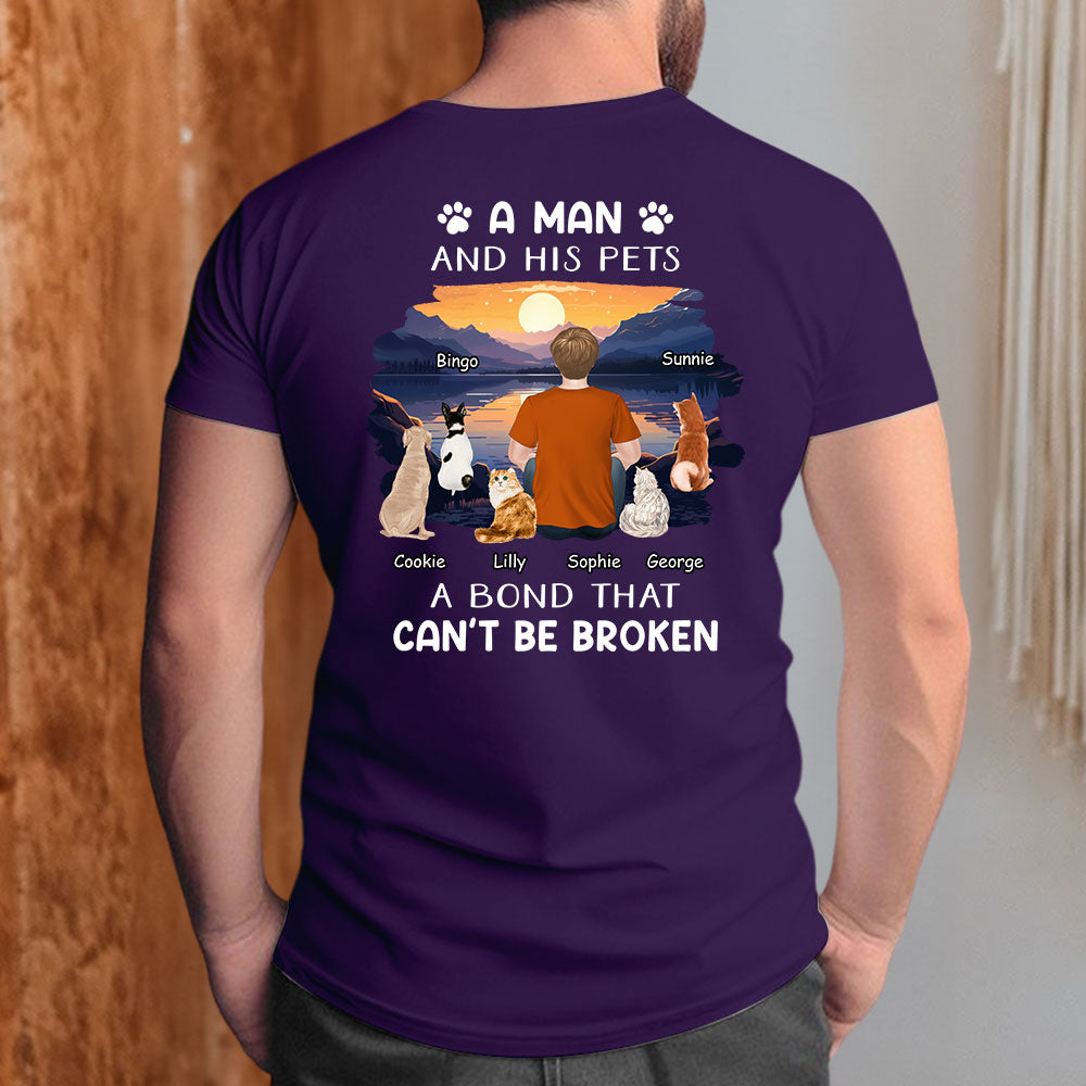 Personalized Unisex 'Man With Pets' T-shirt - Ideal Gift for Pet Lovers