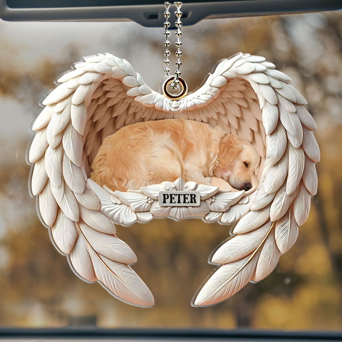 Angel Wings Personalized Custom Acrylic Car Ornament for Pet Memorial