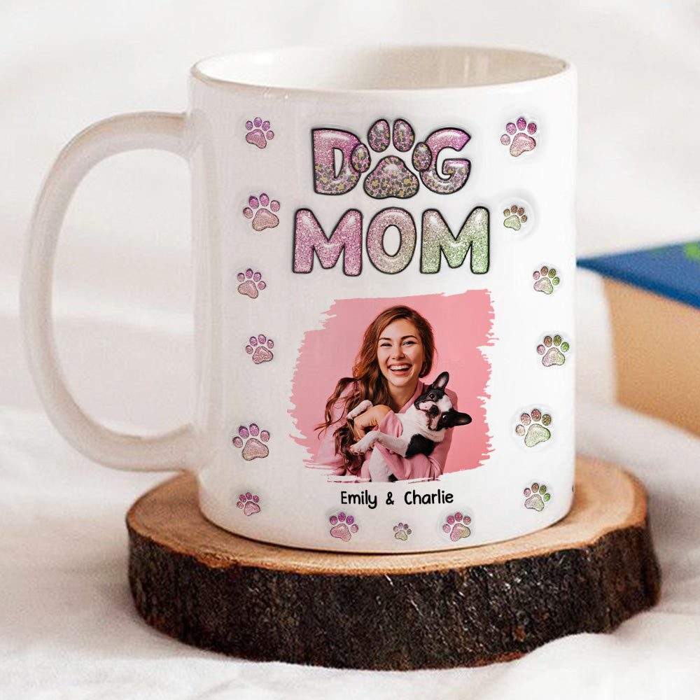 Personalized 3D Inflated Effect Dog Mom Chibi Version Photo Mug