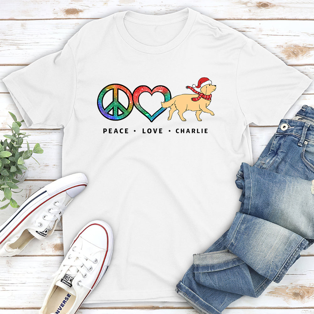 Peace Love Christmas Pattern Personalized Custom Unisex Pet Lover's T-shirt