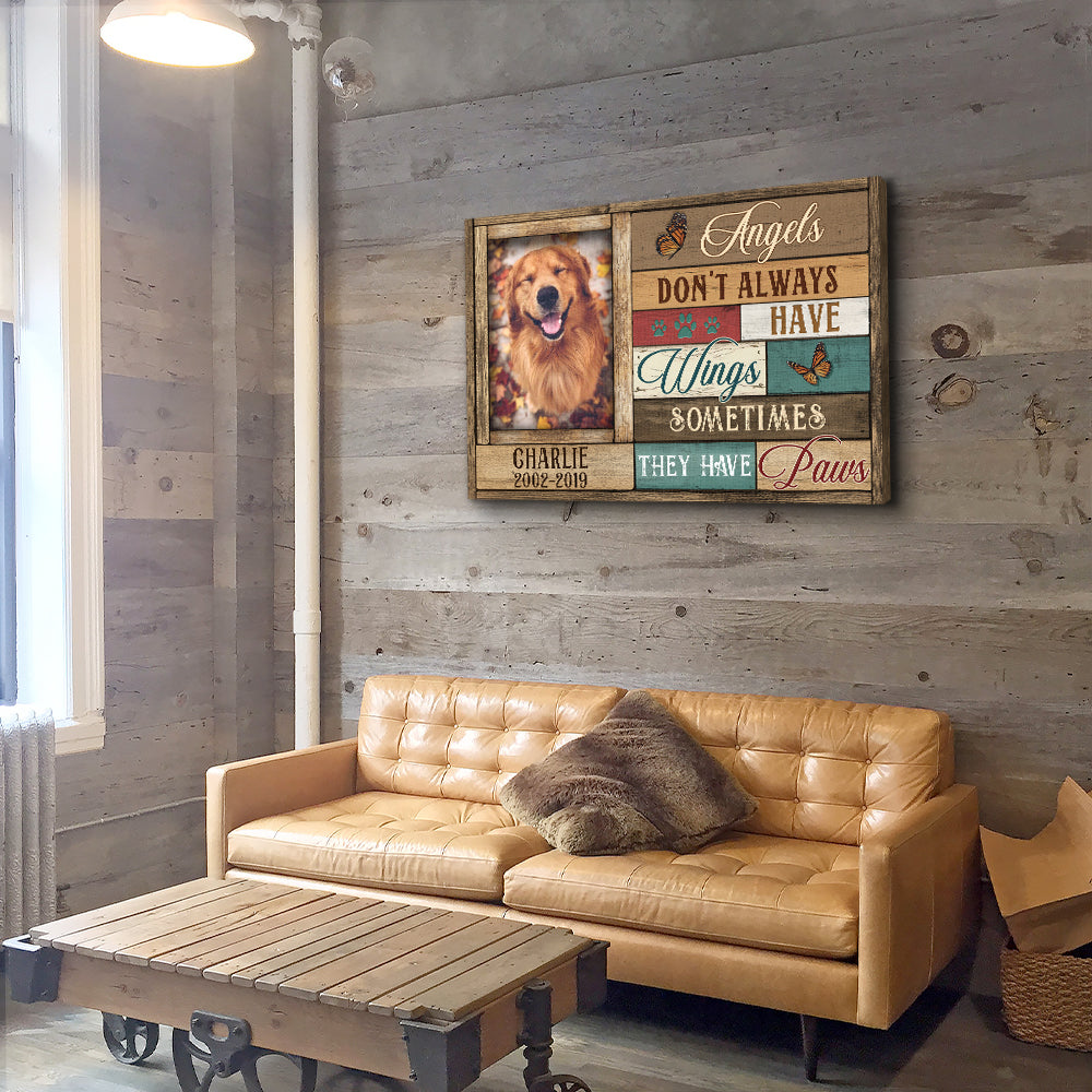 Personalized Custom Photo Canvas Print - Angels Don't Always Have Wings, Ideal for Pet Lovers