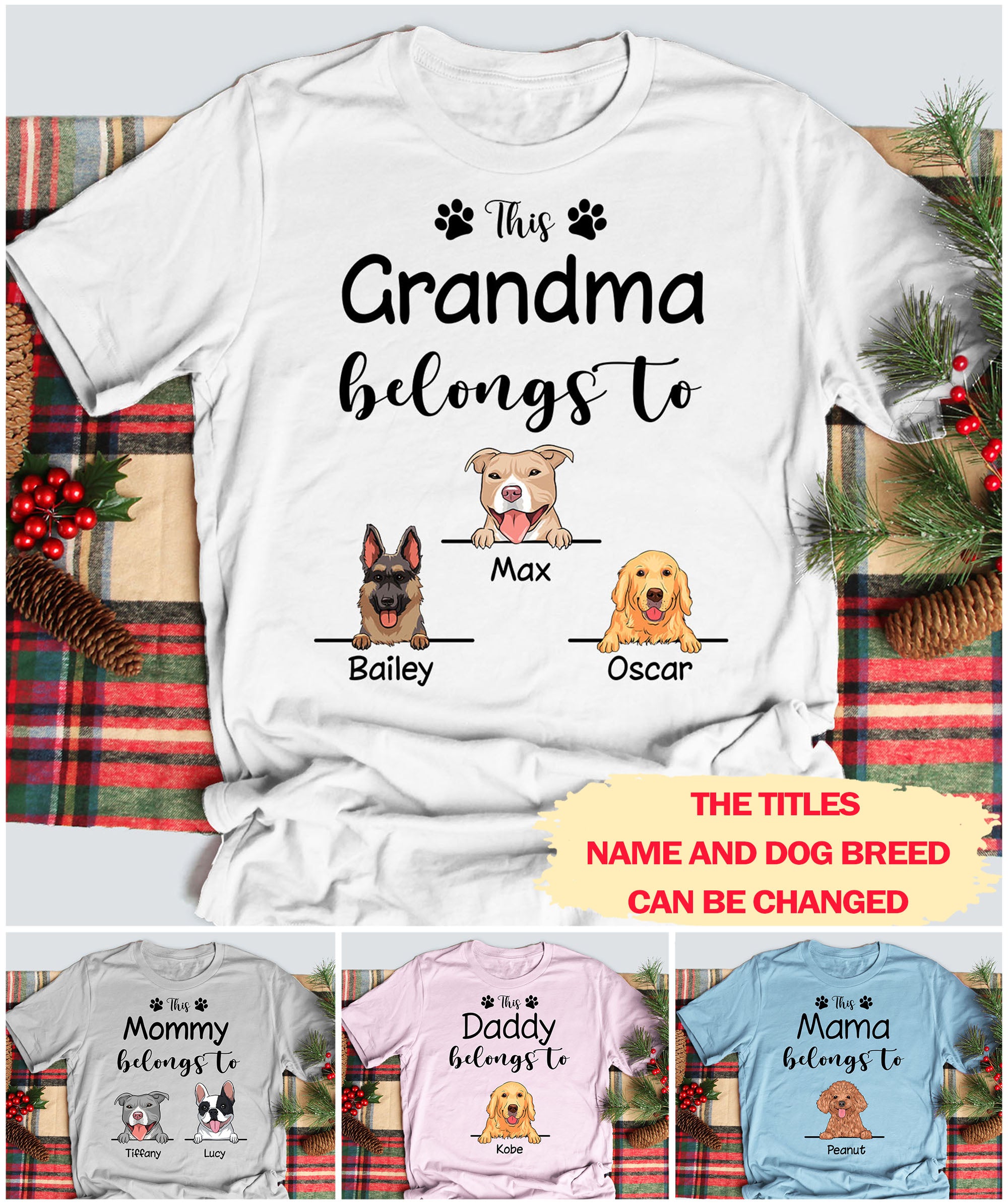 Personalized Unisex 'This Grandma Belongs to' T-shirt - Ideal for Pet Lovers