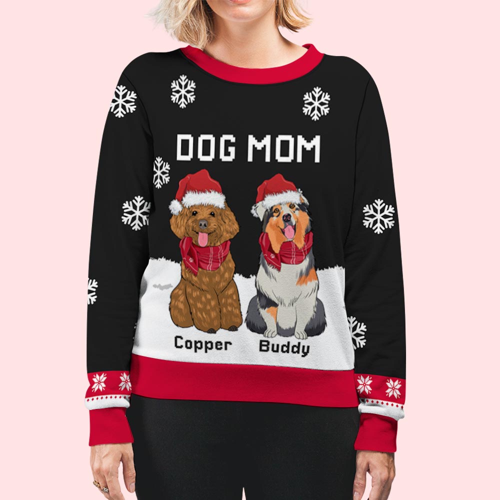 Personalized Winter Dog Dad Mom All-Over-Print Sweatshirt - Ideal Gift for Pet Lovers