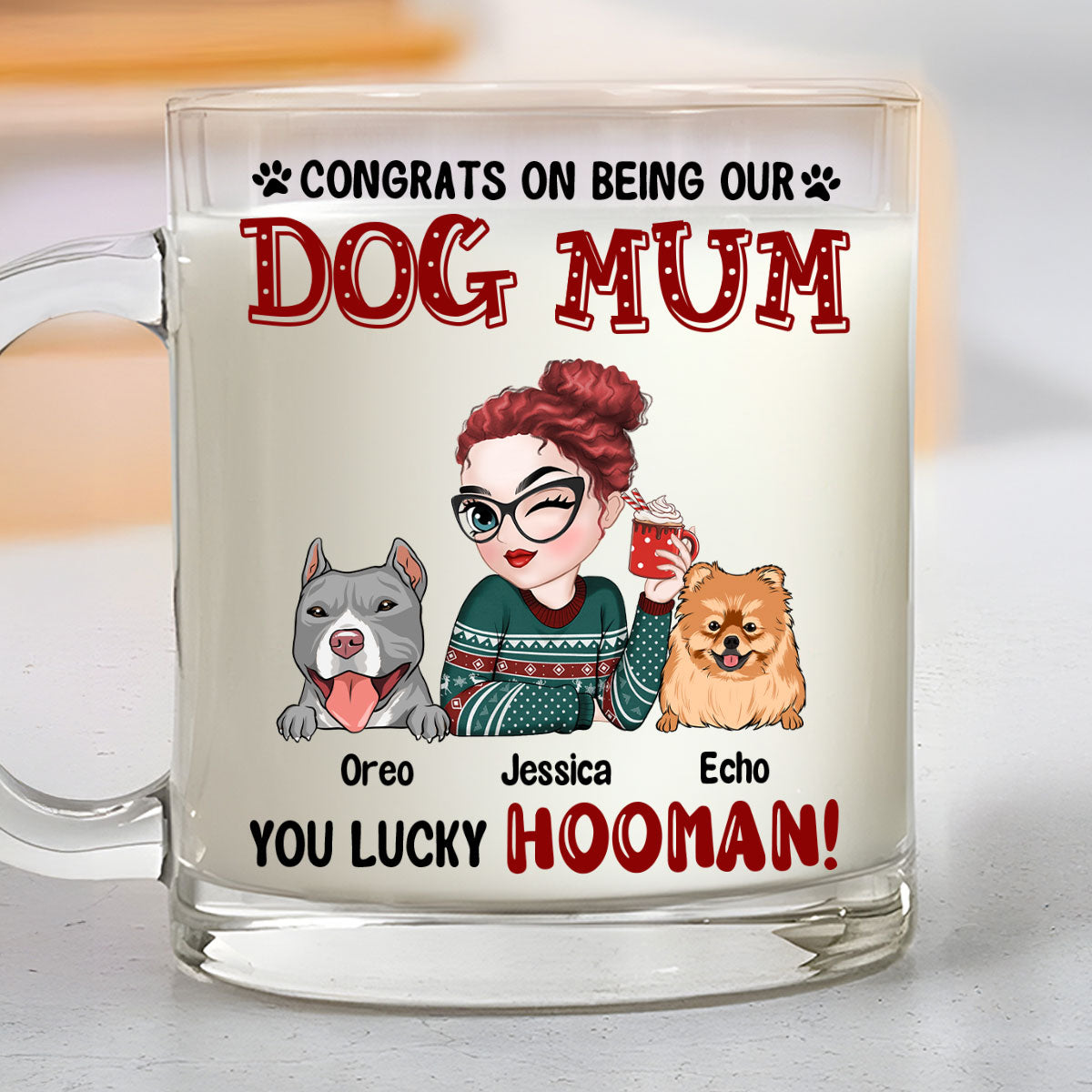 Personalized Custom Glass Mug for Dog Moms and Dads - A Congratulatory Keepsake