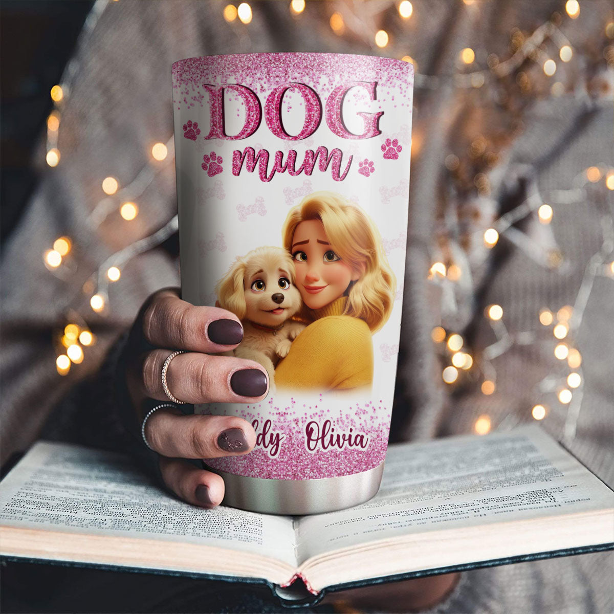 Personalized Dog Mom Cartoon Style Tumbler - Ideal for Every Occasion
