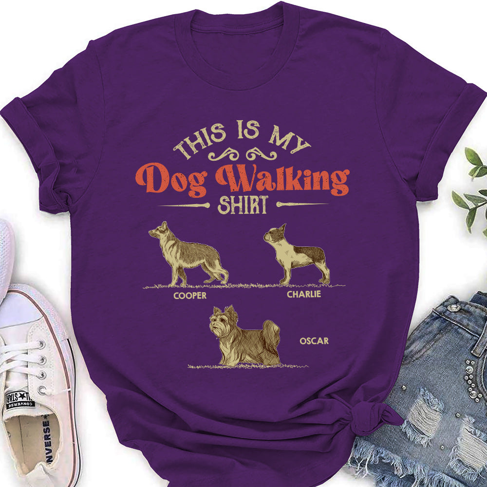 Personalized Vintage Dog Walking Women's T-shirt - Unique Gift for Pet Lovers