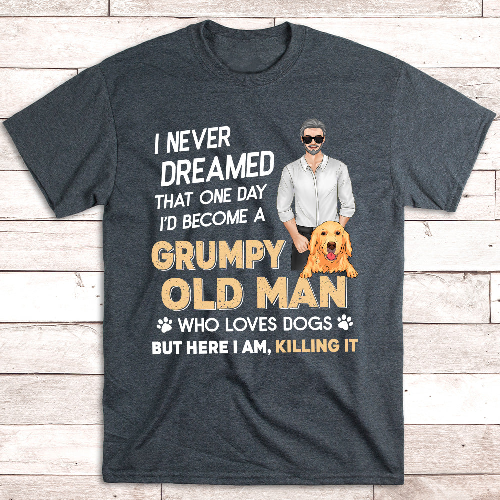 Old Man and Dog Personalized Unisex Custom T - shirt: Ideal Gift for Pet Lovers