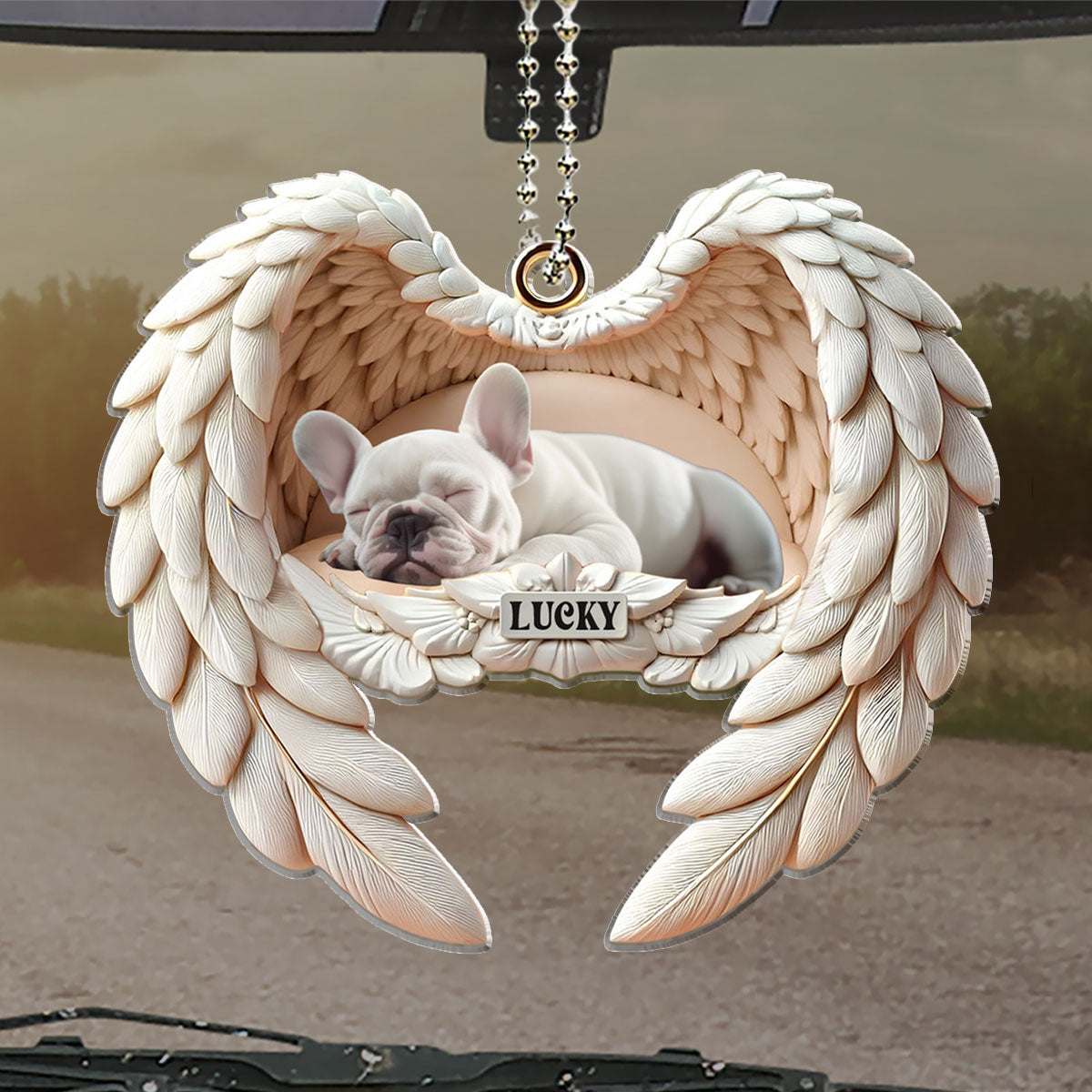 Angel Wings Personalized Custom Acrylic Car Ornament for Pet Memorial