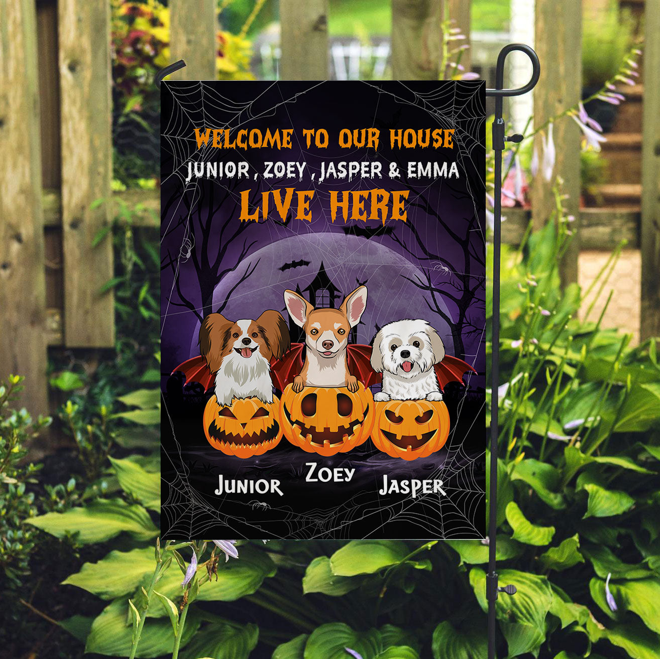 Customizable Pumpkin Dog Personalized Garden Flag