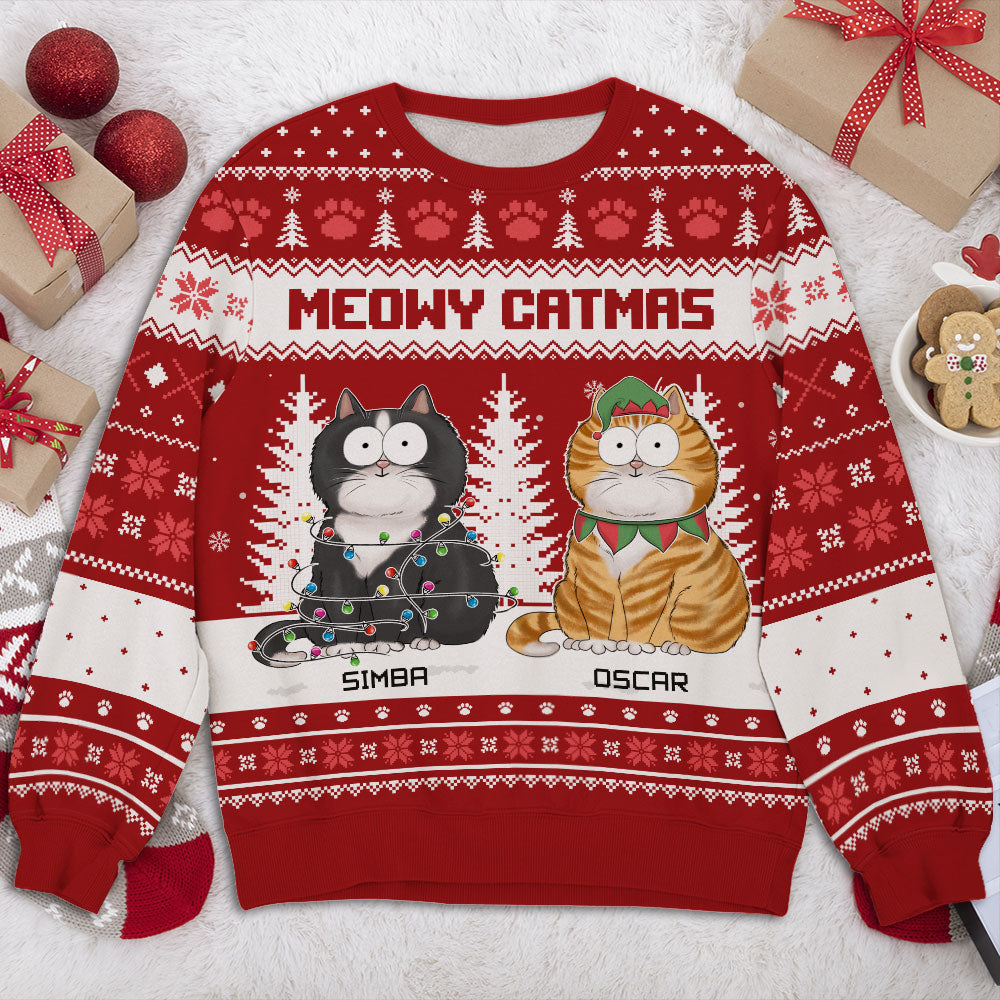 Meowy Merry - Customizable All-Over Printed Sweatshirt for Pet Lovers