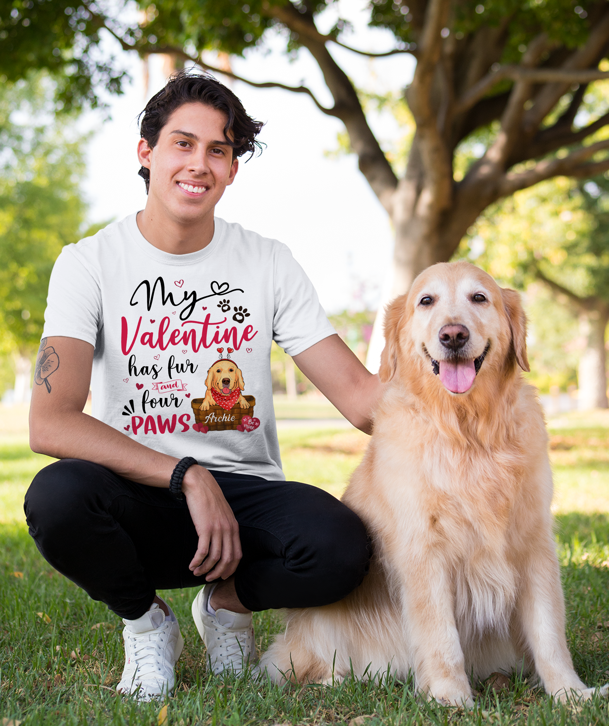 Personalized Custom Unisex 'My Valentine Has Paws' T-shirt for Pet Lovers