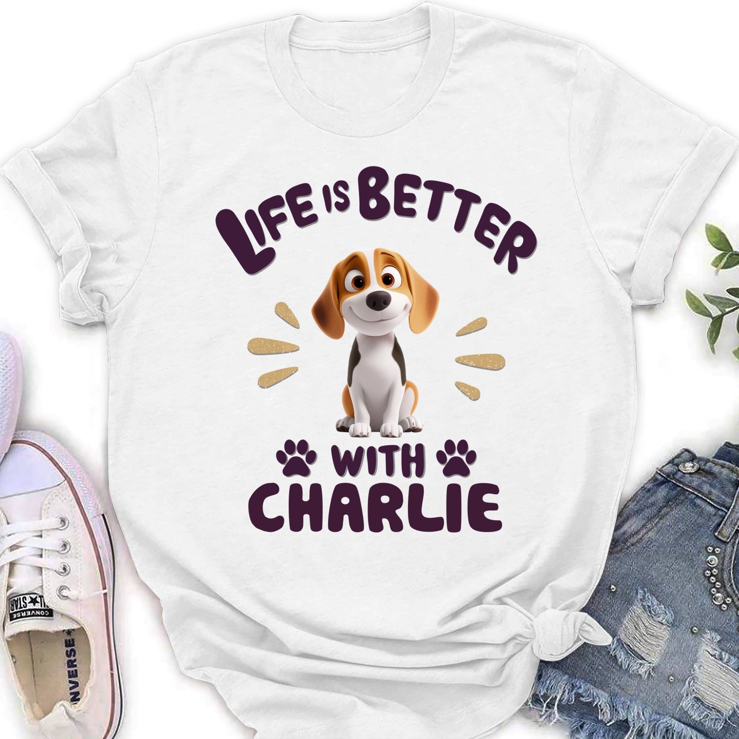 Personalized Custom Women's 'Better Life With My Dog' T-Shirt - Ideal Gift for Pet Lovers
