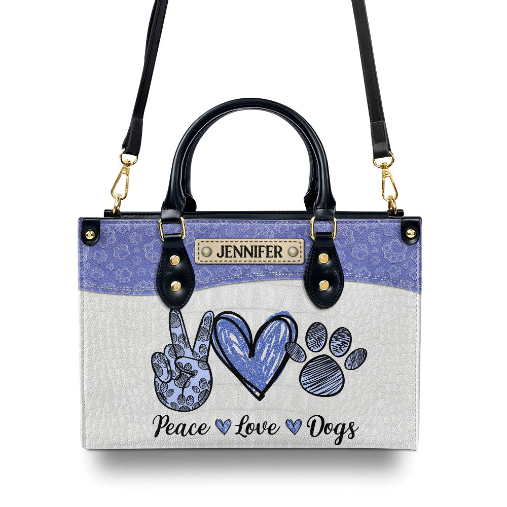 Peace Love Dogs - Customizable Personalized Leather Handbag for Dog Lovers
