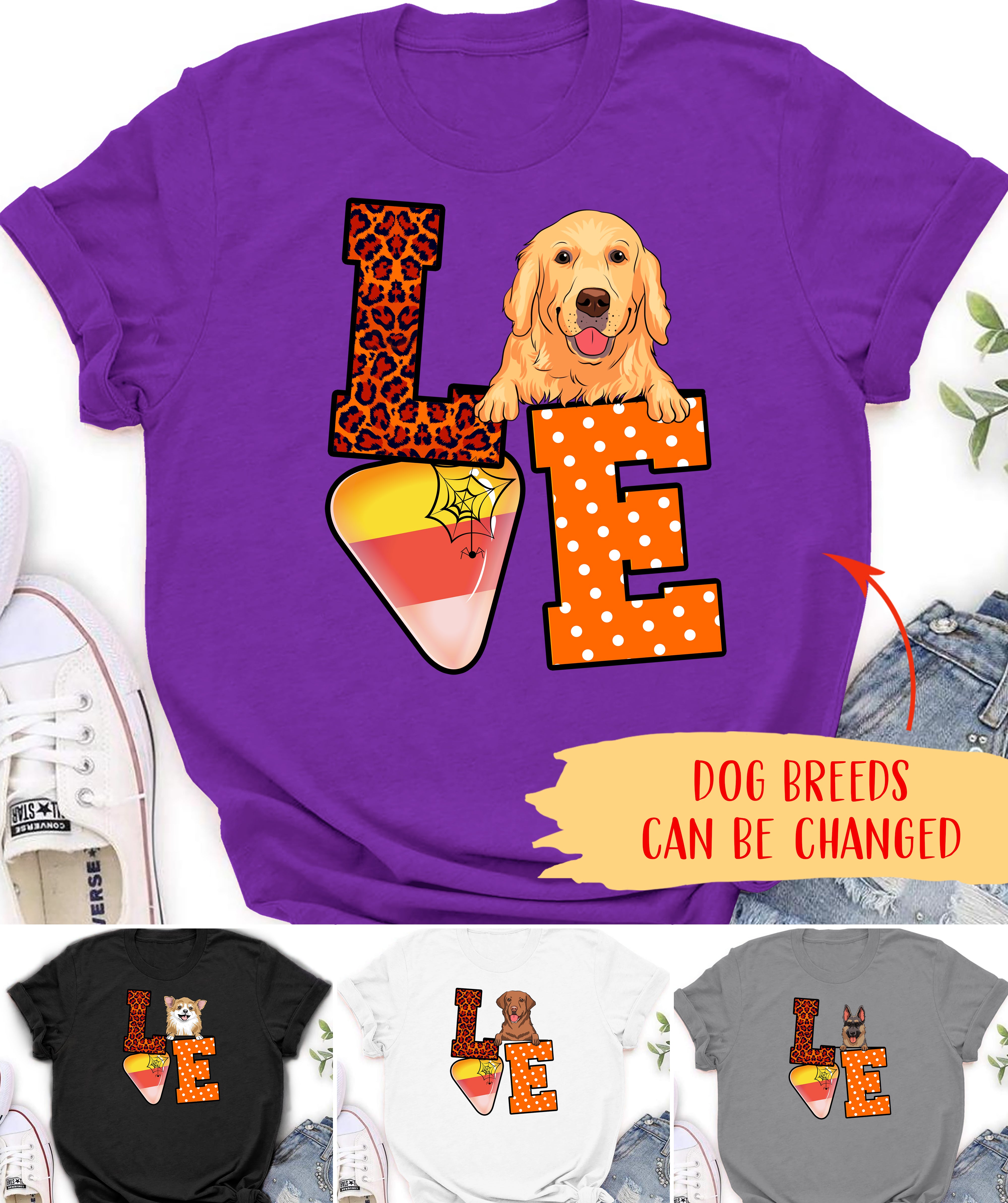 Spooky Love Halloween Dog Personalized Custom Unisex T - shirt