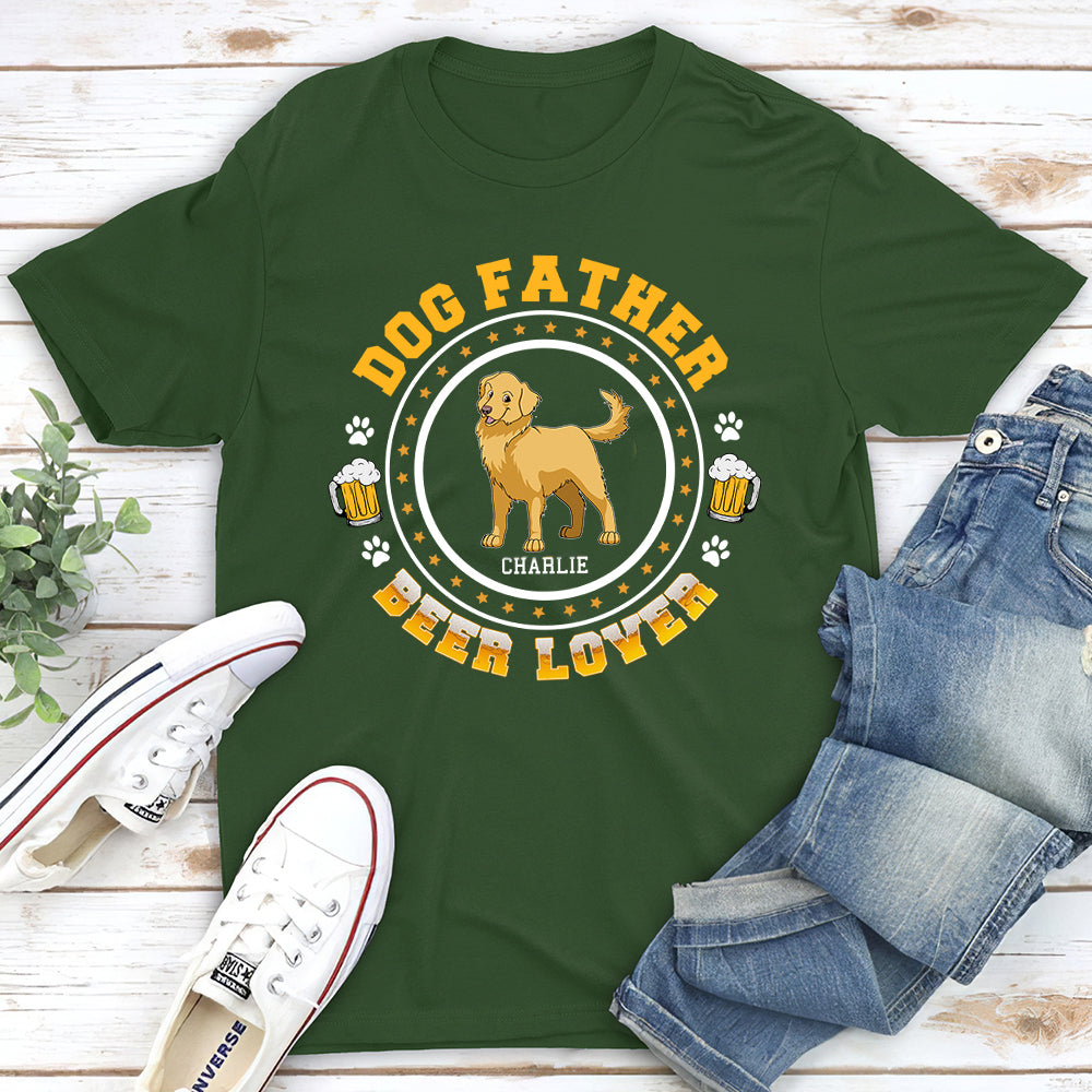 Dog Father Beer Lover Customizable Unisex Personalized T-shirt - Ideal Gift for Pet Enthusiasts