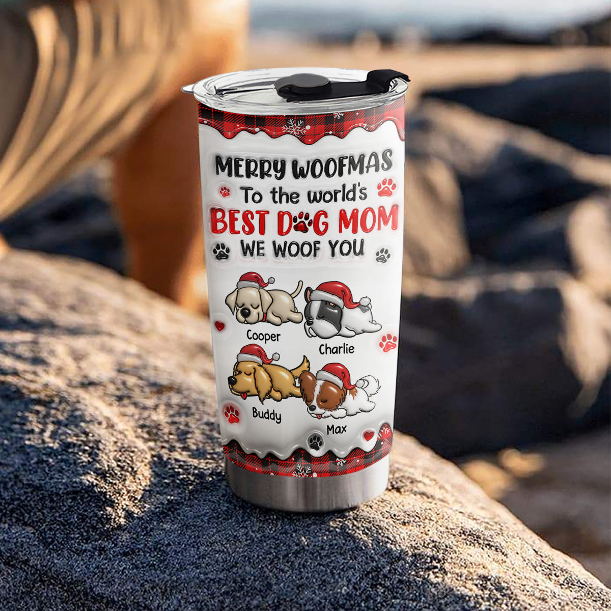 World's Best Dog Mom - Personalized 3D Inflated Effect Stainless Steel Tumbler