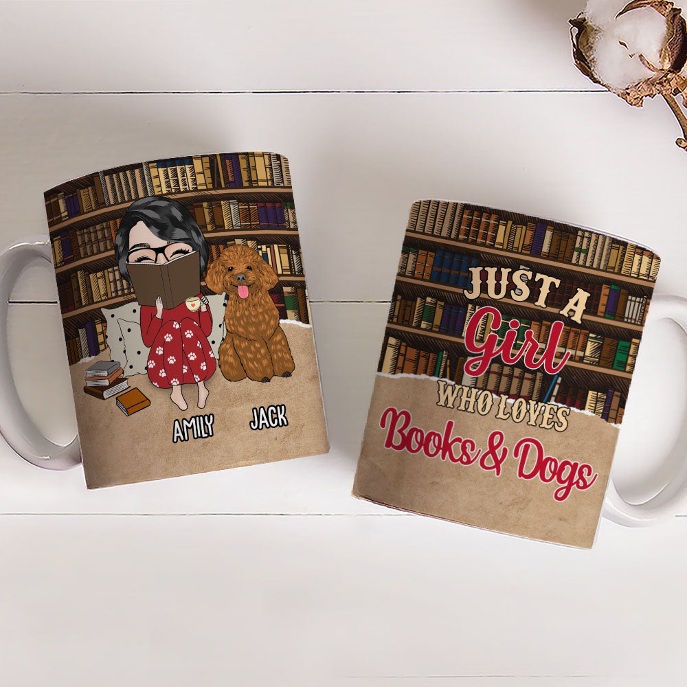Personalized Custom Girl & Books Coffee Mug - Ideal Gift for Pet Lovers