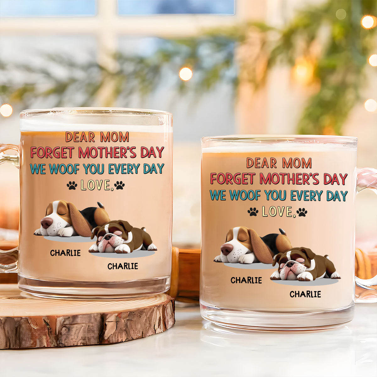 Forever Woof Personalized Custom Glass Mug - Unique Gift Idea