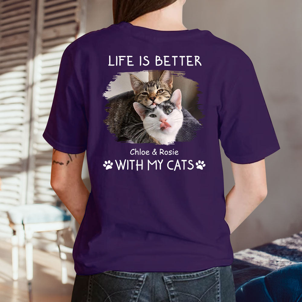 Personalized 'Better With Cats' Unisex T - shirt: Ideal Gift for Pet Lovers