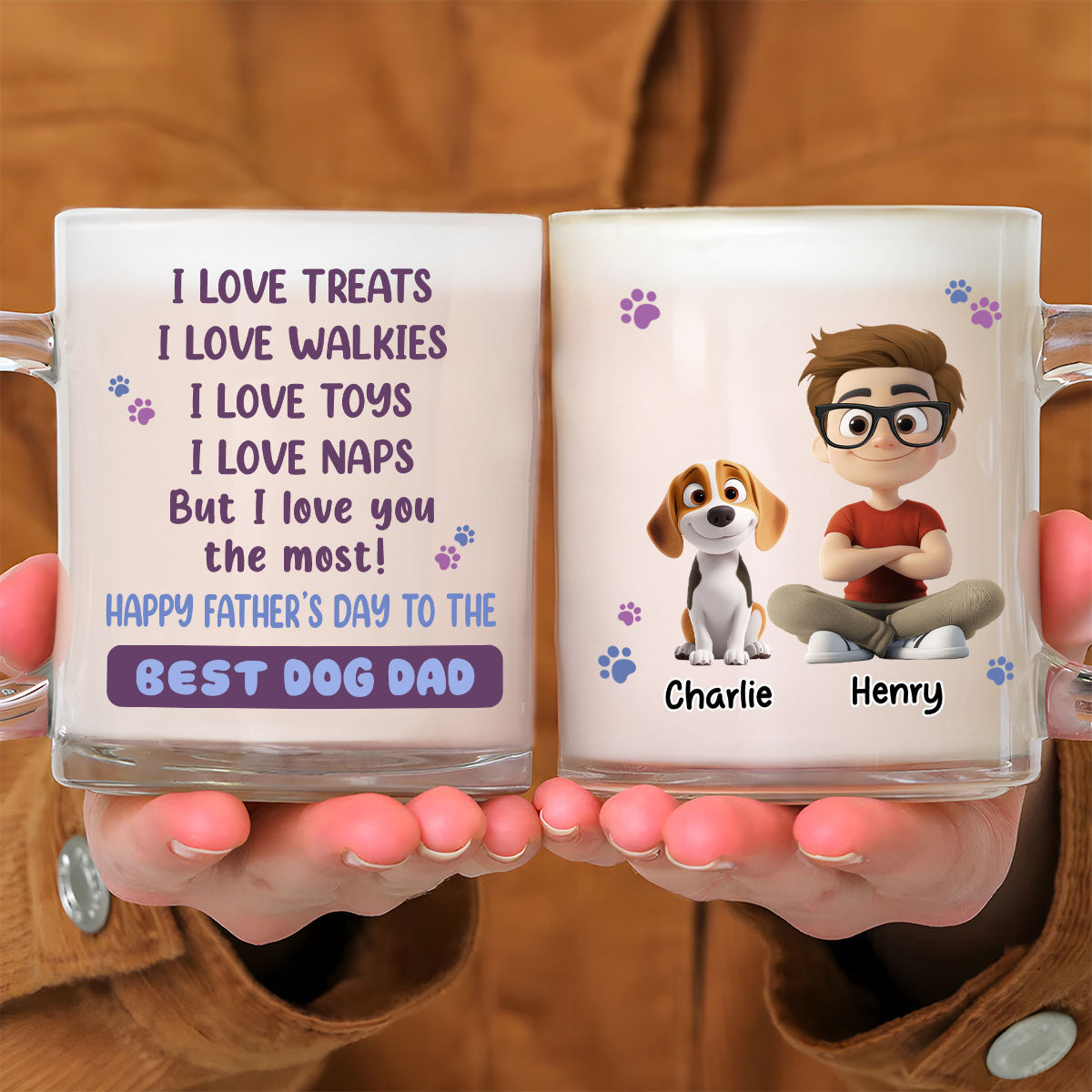Most Loving Dog Mom Dad - Personalized Custom Glass Mug for Unforgettable Moments