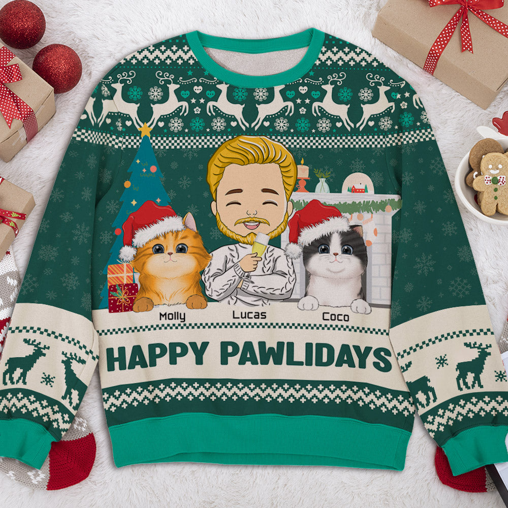 Pawlidays With Pets 2 - Customizable All-Over Print Personalized Sweatshirt for Pet Lovers