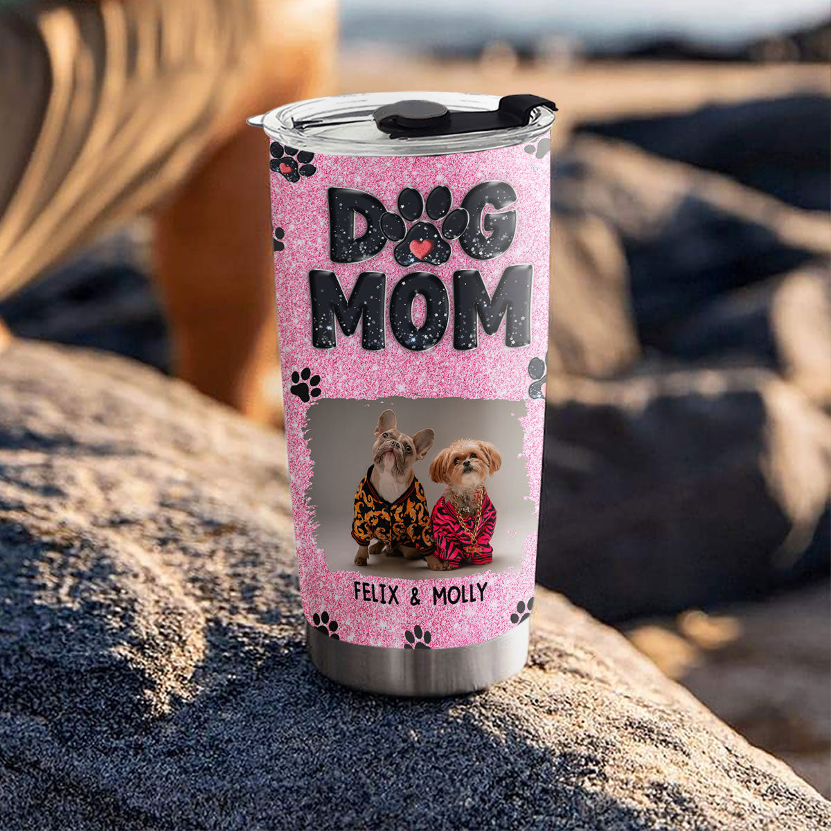 Customizable Lovely Dog Mom Blink Photo Tumbler - Perfect Personalized Drinkware