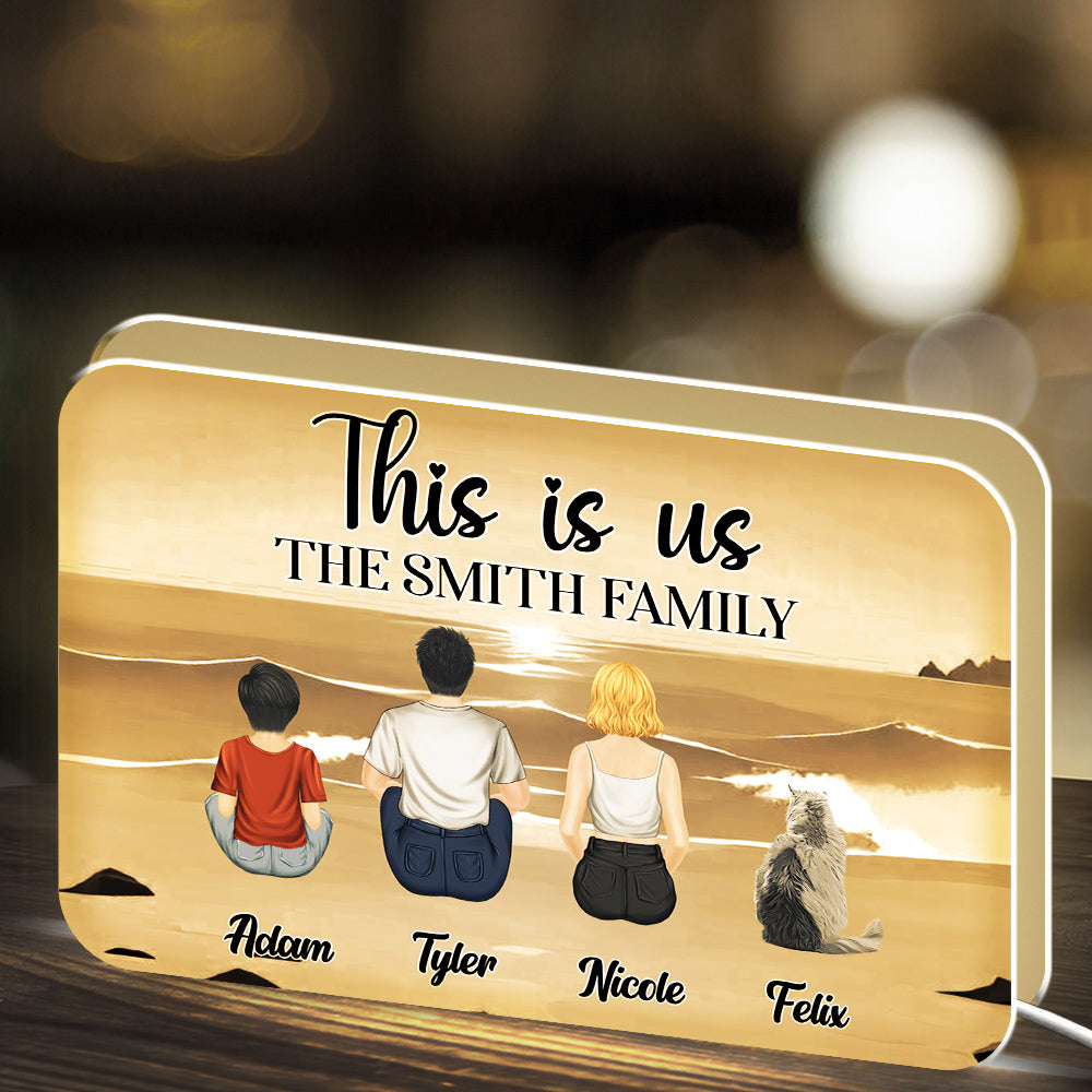 Personalized Family Retro Vintage Beach Landscape Memorial Light Box
