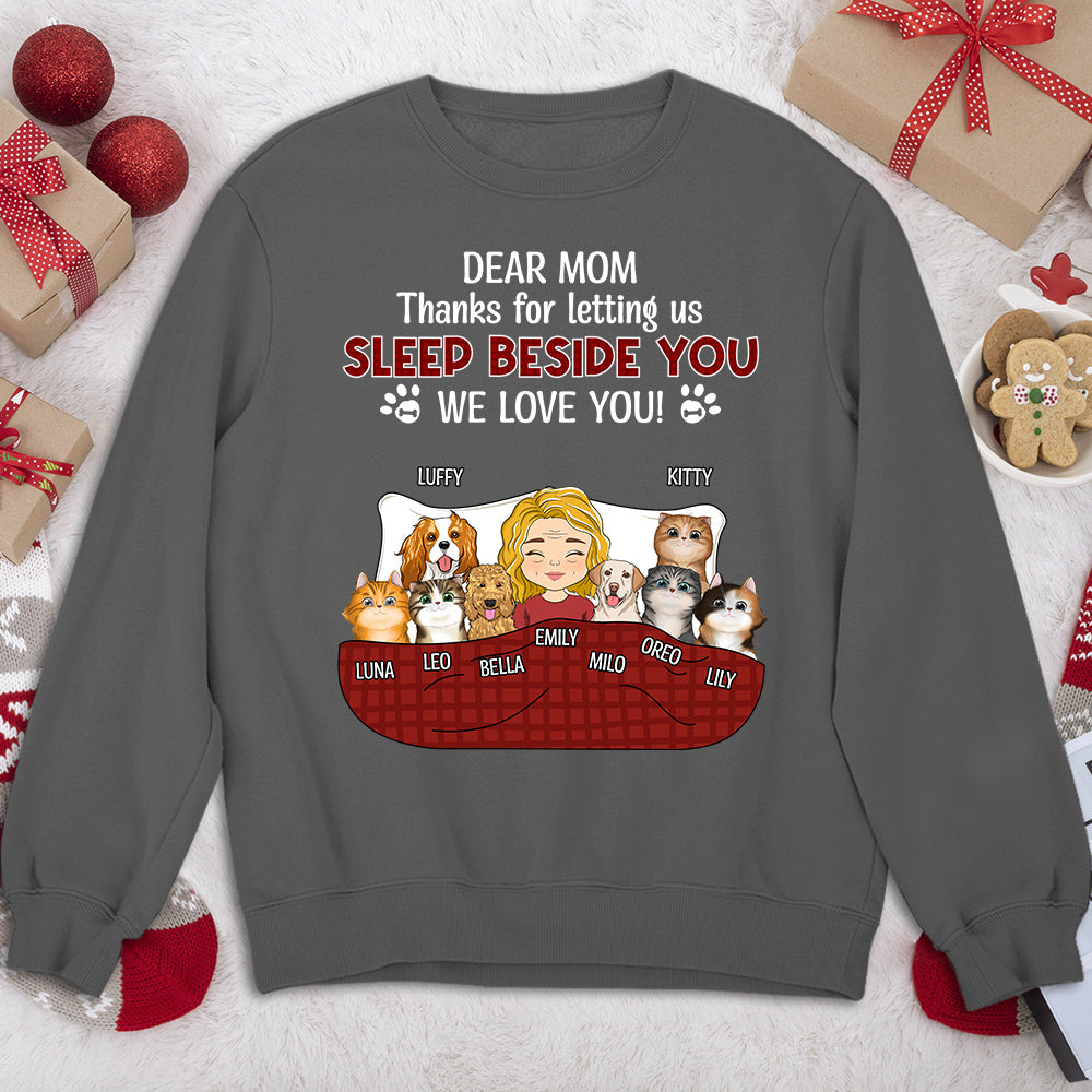 Personalized Custom Sleep Beside You Sweatshirt for Pet Lovers