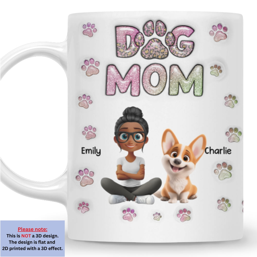 Personalized 3D Inflated Effect Chibi Dog Mom Mug