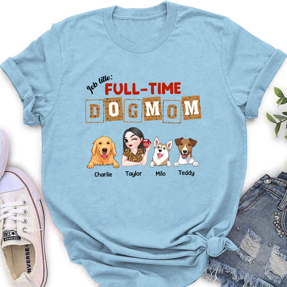 Personalized Full - Time Dog Mom & Dad Christmas Women's T - shirt
