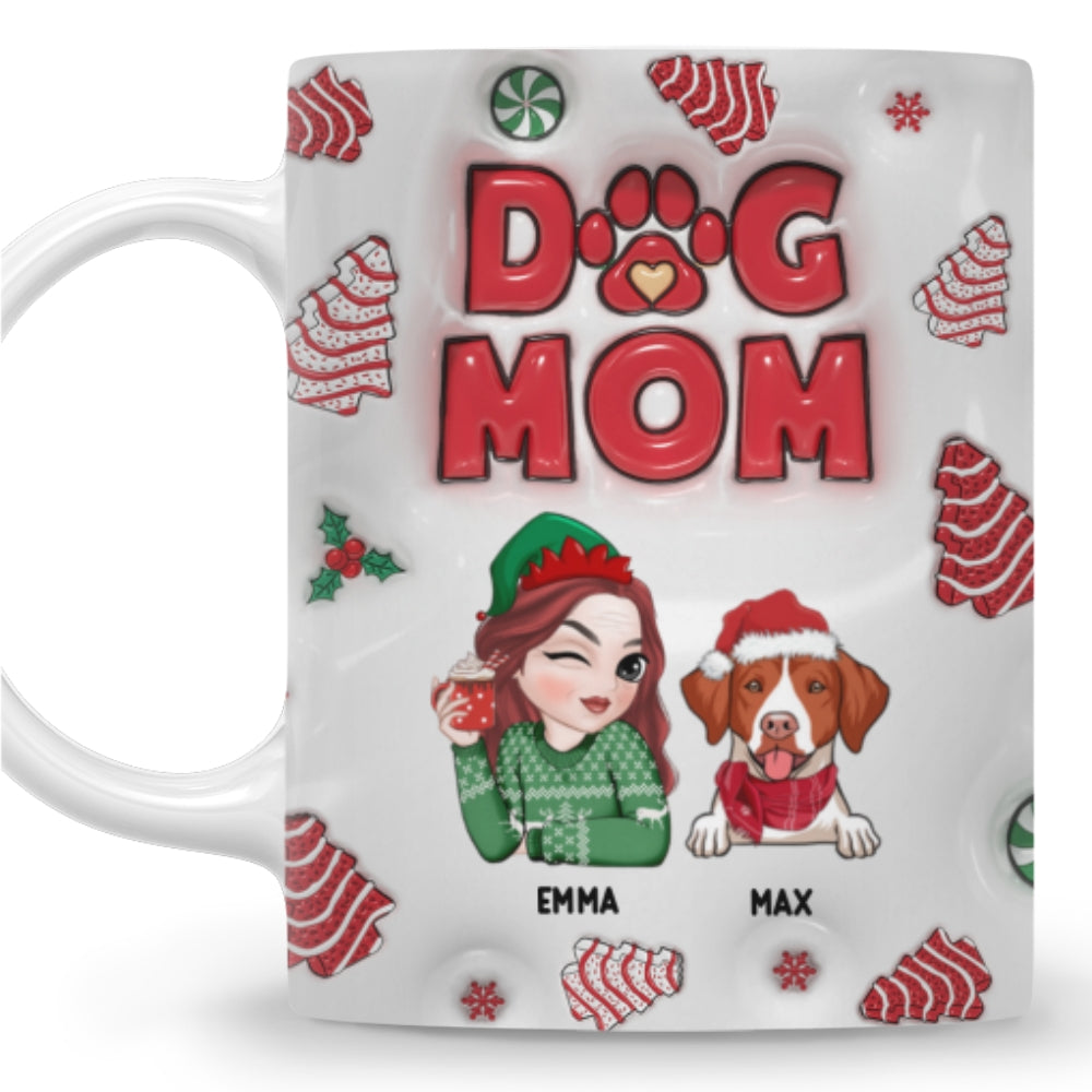 Personalized 3D Inflated Effect Christmas Mug for Dog Moms
