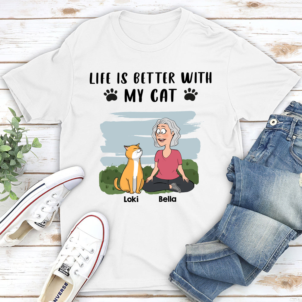 Personalized Custom Unisex 'Life Is Better With Cats' T-shirt - Ideal Gift for Pet Lovers