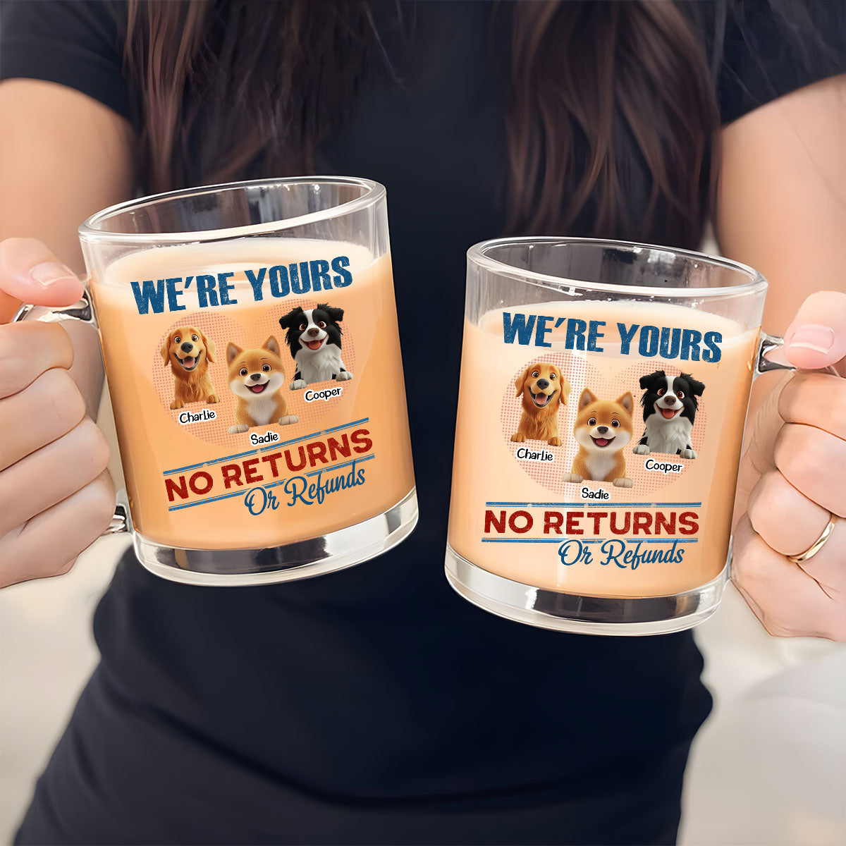 No Returns Or Refunds - Customizable Personalized Glass Mug for Memorable Moments