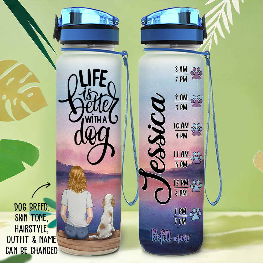 Personalized Custom Time - Marked Water Tracker Bottle: Ideal for Pet Lovers