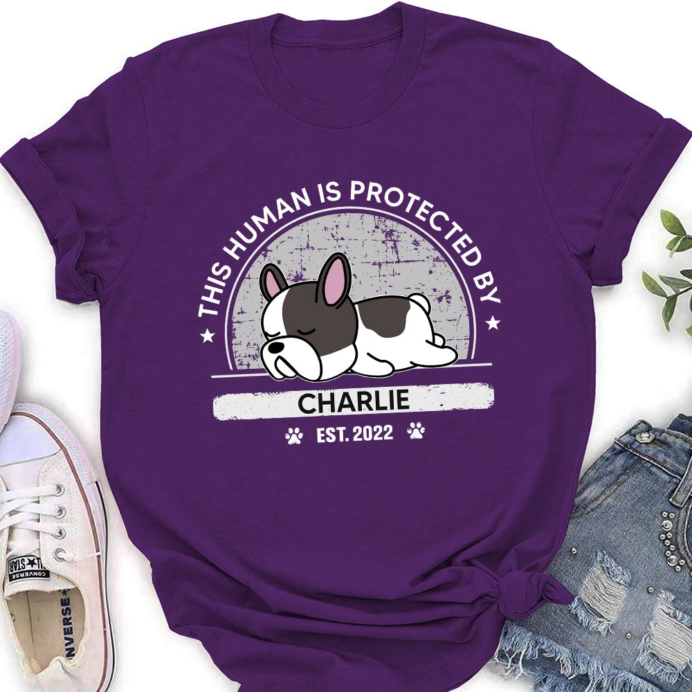 Customized Women's 'Protected By My Dog' Personalized T-shirt