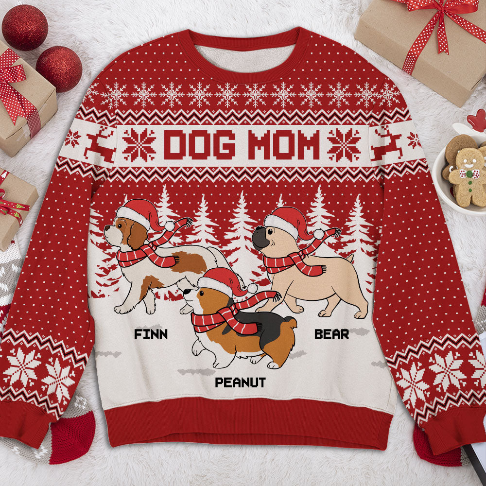 Personalized Custom All-Over-Print Dog Mom/Dad Snow Forest Sweatshirt - Ideal Gift for Pet Lovers