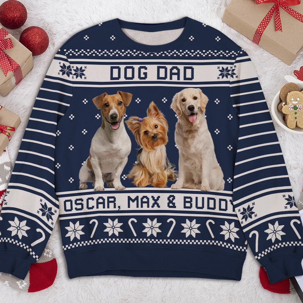 Merry Woofmas Personalized Custom All-Over-Print Sweatshirt - Ideal Gift for Pet Lovers