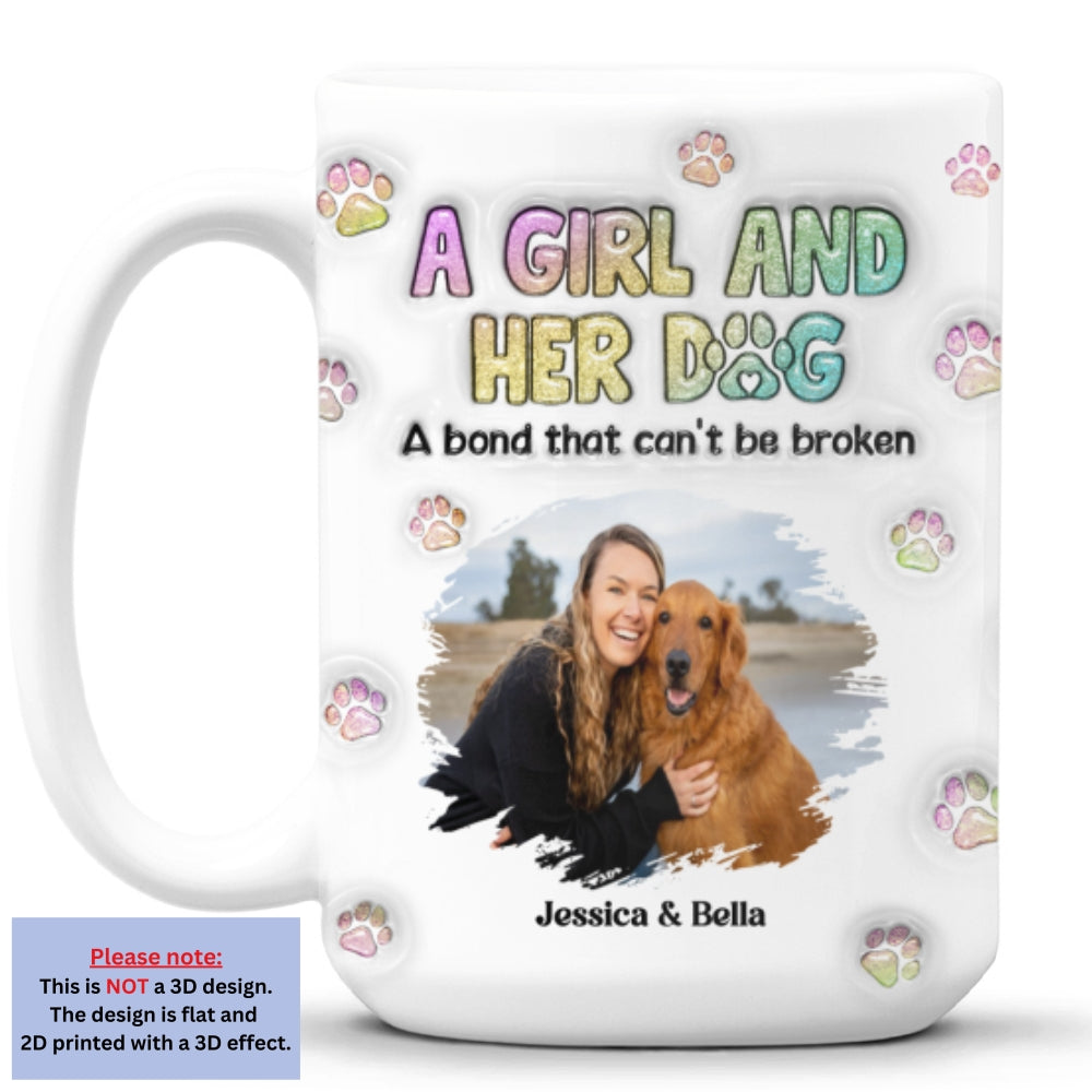Personalized 3D Inflated Effect Mug with A Girl And Her Dog Photo