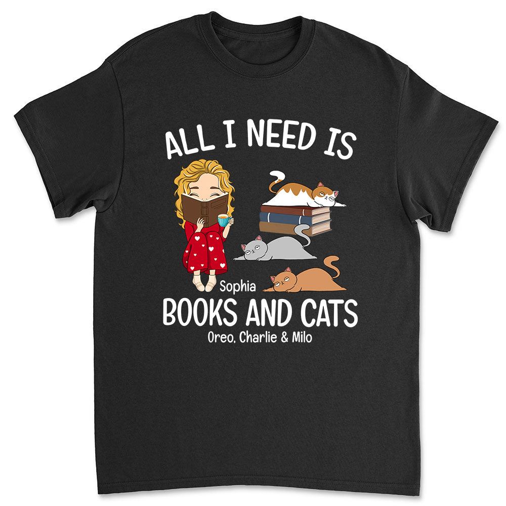 Personalized Books and Cats Unisex T-shirt - Ideal Gift for Pet Lovers