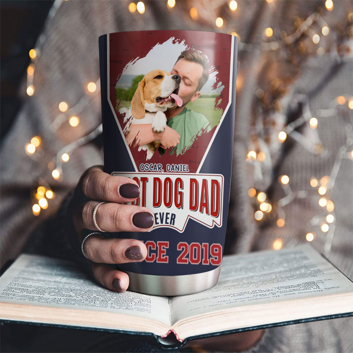Personalized Best Dog Dad Photo Tumbler - Ideal Custom Gift