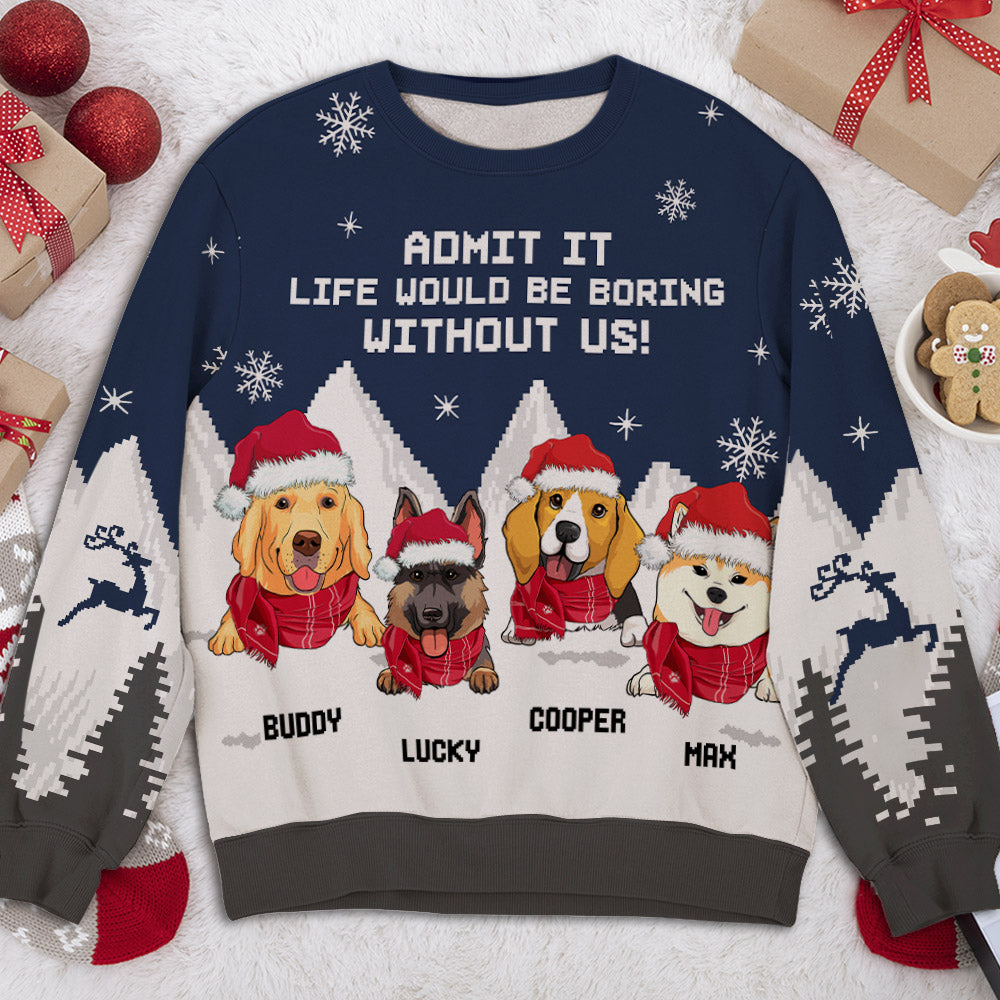Snowy Delight: Personalized All-Over-Print Sweatshirt for Pet Lovers